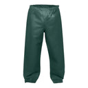 Pantalon imperméable PVC souple vert PROS Wear modèle 112, taille élastiquée, soudure haute fréquence - vue de face.
