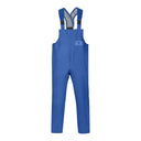 Cotte de pluie à bretelles ajustables PVC souple bleue électrique PROS Wear modèle 001, soudure haute fréquence - vue de dos.