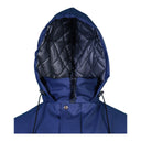 Parka imperméable cirée et molletonnée PROS Wear modèle 103-OCS bleu marine - vue capuche chaude et col haut doublé polaire