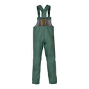 Cotte de pluie à bretelles ajustables PVC souple verte PROS Wear modèle 001, soudure haute fréquence - vue de dos.