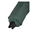 Gros plan sur le poignet coupe-vent avec manchon élastiqué de la veste de pluie verte PROS Wear modèle 616.
