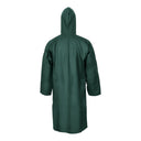 Manteau long de pluie PVC souple vert PROS Wear modèle 106 avec capuche fixe et soudure haute fréquence - vue de dos.