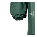 Gros plan sur le poignet coupe-vent élastiqué de la veste imperméable verte PROS Wear modèle 101/S.