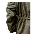 Parka impermeable et respirante molletonnee modele 1031/OC olive fonce PROS Wear protection en membrane certifié EN 343 haute protection thermique et pluie - vue de dos zoom detail poignet elastique a bande velcro auto-agrippante et elastique de cintrage à la taille