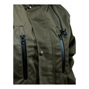 Parka impermeable et respirante molletonnee modele 1031/OC olive fonce PROS Wear protection en membrane certifié EN 343 haute protection thermique et pluie - vue de face zoom detail poches de poitrine a fermeture eclair impermeable pour garder les accessoires au sec
