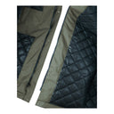 Parka impermeable et respirante molletonnee modele 1031/OC olive fonce PROS Wear protection en membrane certifié EN 343 haute protection thermique et pluie - vue interieure detail doublure interieure matelassee et fermeture eclair sous rabat a boutons-pression