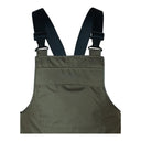 Cotte a bretelles imperméable et respirante modele 298 olive fonce PROS Wear protection integrale en membrane certifié EN 343 pour le travail extérieur - zoom bretelles elastiques ajustables avec boucles rapides robustes sur la cotte de protection