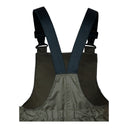 Cotte a bretelles imperméable et respirante modele 298 olive fonce PROS Wear protection integrale en membrane certifié EN 343 pour le travail extérieur  zoom bretelles et ceinture elastiques - vue de dos