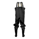 Waders souple en PVC PROS Wear modèle SB01 noir, avec bottes intégrées et bretelles élastiques - vue de dos.