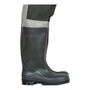 Détail botte : Botte souple intégrée aux cuissardes WRP02 par soudure haute fréquence, garantissant une étanchéité totale et durable.