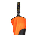 Gros plan : Sangle de maintien logotée PROS avec boucle à clip ajustable du haut de la cuissarde fluo WRM02/FLUO.