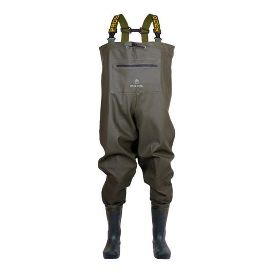 Waders de pêche à la carpe PVC avec renforts genoux et poche modèle SBPP01 PROS Wear (fabrication européenne)