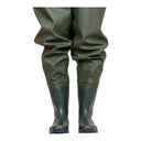 Gros plan : Jonction soudée par haute fréquence entre la jambe en PVC et la botte souple du waders femme PROS Wear SB01/D, garantissant une étanchéité totale - vue de face.