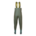 Waders junior PROS Wear modèle SB01/J, illustrant le maintien des bretelles élastiques ajustables et la protection haute du dos - vue de dos.