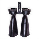 Support mural pour une paire de bottes, cuissardes et waders PROS Wear noir en acier noir - vue de face avec paire de bottes